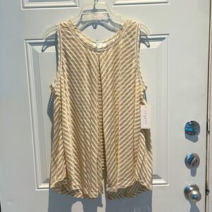 Studio JPR Chevron Striped Tan White Layered Flowy Sleeveless Top Petite XL